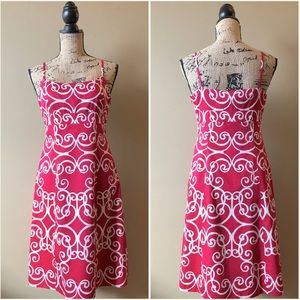 Ann Taylor pink swirl A-line empire waist dress